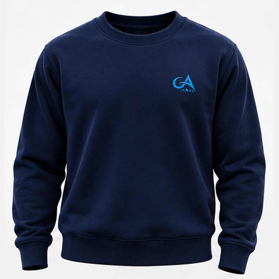 Sweat col rond bleu marine avec le logo GA brodé côté cœur